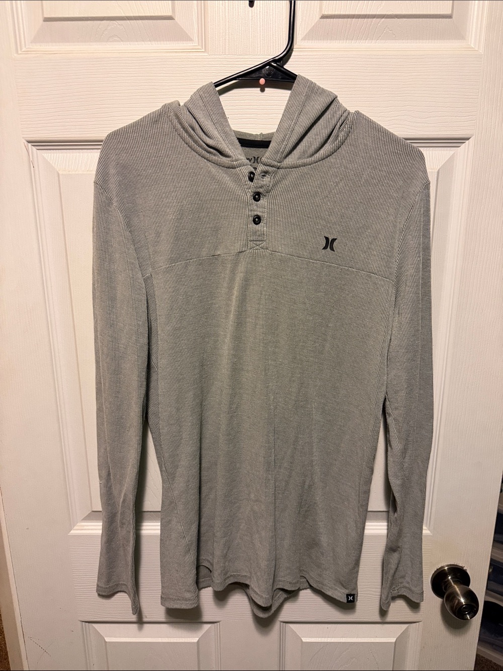 Hurley Light Gray Long-Sleeve Hooded Henley